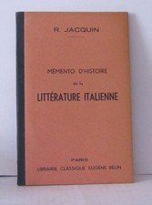 Mémento d'histoire de la littérature italienne | Jacquin R | Bon état