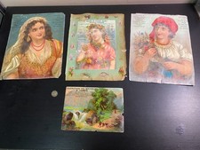 4 grands Chromos Femmes & Paysages - Maison du pauvre Diable Bernay  France 1880