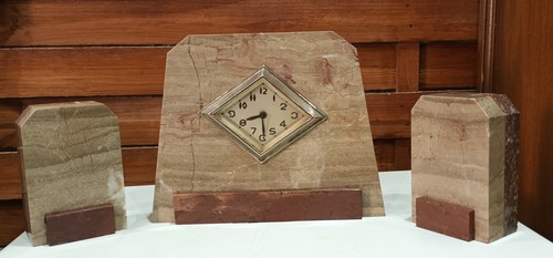 Horloge art déco marbre - , beige