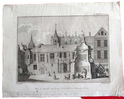 Gravure ancienne rouen xviiie - gravure,