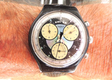 Montre SWATCH CHRONOMETRE   AG 1993  FONCTIONNE PILE NEUVE BRACELET CUIR
