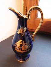 Petit vase soliflore mini bleu de four en porcelaine J.B Limoges France