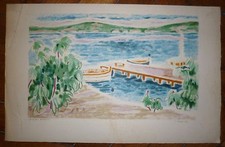 Cavailles Jules Lithographie originale signée numérotée marine
