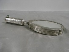 ANCIEN FACE A MAIN ARGENT MASSIF NÉCESSAIRE MIROIR POUDRIER ÉTUI ROUGE A LEVRE