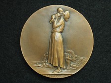 MEDAILLE BR. ART NOUVEAU Pierre Victor DAUTEL - ROME 1904 - Mère et son Enfant