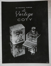 PUBLICITÉ DE PRESSE 1936 COTY UN NOUVEAU PARFUM LE VERTIGE