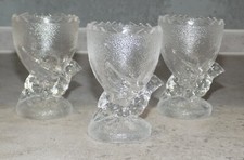 LOT DE 3 COQUETIERS EN VERRE TRANSLUCIDE FORME D'OISEAU