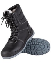 Bottes de sécurité Fourrées cuir  -Chaussure antidérapante Noire/Grise S3 SRC