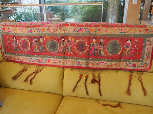 Tenture soie brodé broderie - tenture,