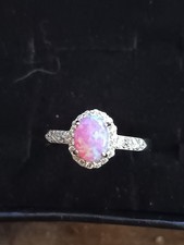 Bague Argent 925 Opale De Feu Rose 6'8mm