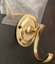 patère ancienne en laiton, crochet laiton avec 2 vis