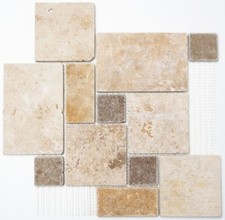 Mosaïque travertin pierre naturel beige brun mini pattern 43-1204_f | 10 plaques