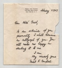 Ernest Fred Manfred - Lettre