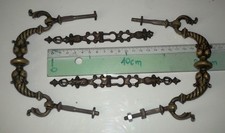 Lot de 2 poignées de tiroir anciennes laiton  + 3 plaques de serrure assorties