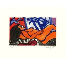CORNEILLE Guillaume - Gravure originale "Femme Tropique" 40x51cm - 1987