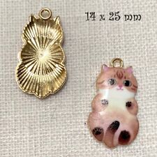 Lot de 2 - CHARM BRELOQUE PENDENTIF, CHAT BEIGE ROSÉ, ÉMAILLÉ doré - 225