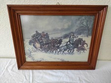 Cadre en bois 39 x 30 cm dessin Diligence 33 x 24 cm