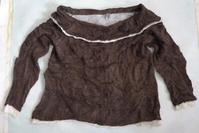 MXM pull superposé à gros col en alpaga laine marron chocolat blanc lait 2XL