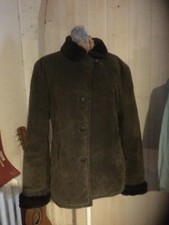 veste Vintage daim brun fourrée.  T 42 ( L/D)
