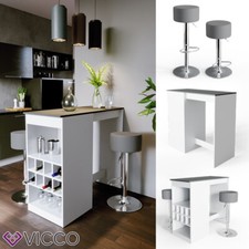 Table de bar VICCO ROSS blanche, comptoir de bar, table mange-debout