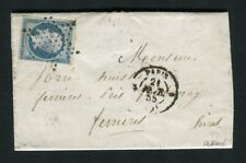 Scarce 1855 Cover from Paris to Ferrières with an Yvert # 14Af Milky Blue