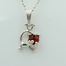 Pendentif En Ambre Chat 925