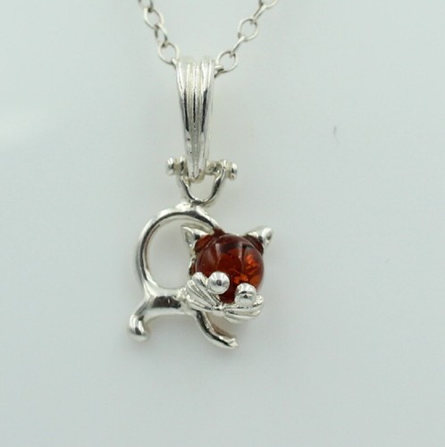 Pendentif ambre chat 925 - ambre,