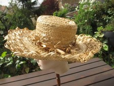 Grand chapeau capeline paille ancien