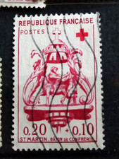 Timbre France 1278 Croix-Rouge 1960 20c + 10c grenat