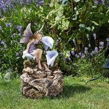 Fontaine D'Eau Solaire Fée Liliana Cascade Fleurie Pour Jardin Extérieur