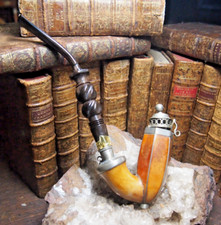 ELEGANTE PIPE en écume de mer agrémentée de fils d'argent epoque charles X