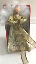 Christmas Tree Angel Treetop Light Up 12 inch Gold Dress Tree Topper Decoration