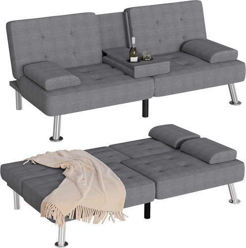 Stylish dark grey futon sofa - stylish,
