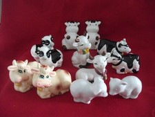 salière et poivrière forme animaux - céramique - 6 couples vaches et veaux