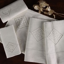 Drap Double avec 2 Taies d'Oreiller Lin Décoration Second Hand Original