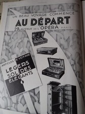 AU DEPART malle articles de voyage PARIS 17 publicité papier ILLUSTRATION 1928