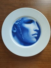 Assiette BB Koblenz. Imprimer Visage Bleu. Assiette Blanche