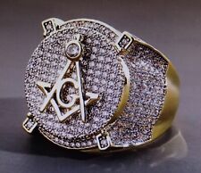 BAGUE CHEVALIERE FRANC-MAÇON symbole maçonnique, métal doré, taille 10