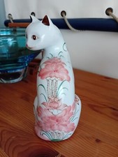 Chat superbe céramique peint à la main H 18 cm