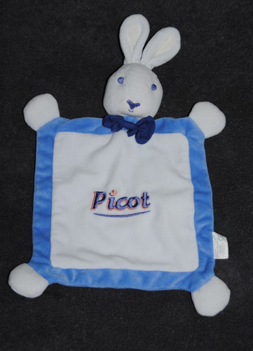 Doudou plat lapin bleu - plat,