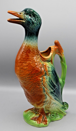 Ancien pichet barbotine canard - barbotine,