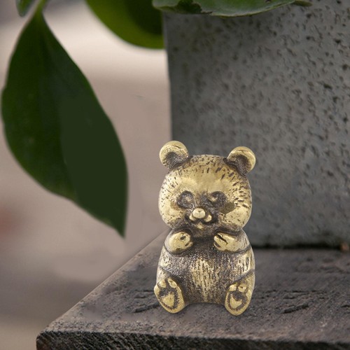 Brass panda bear figurine - brass,