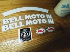 Ensemble autocollant casque blanc Bell Moto III 3 autocollant vinyle autocoll...
