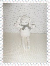 ꕤ - Doudou Peluche Lapin Blanc Gris Je T'Aime Petit Bateau 33 cm