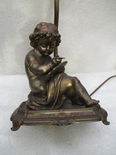 Pied de lampe Putto,Chérubins Putti. Métal patiné années 50. Goût Auguste Moreau