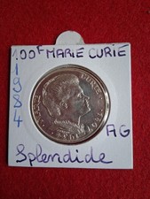 MONNAIE DE 100F MARIE CURIE EN ARGENT MASSIF 900%