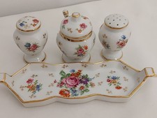 Huilier Vintage Lavergne Porcelaine de Limoges 1950s Décor Florale Sucrier Sel 