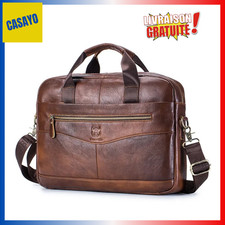 Sacoche Homme Cuir Véritable BULLCAPTAIN - Business, PC 14" & Bandoulière