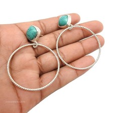 Turquoise Gemme 925 Argent Push Arrière Bobo Clou Unique Chaton Earrings Jewelry