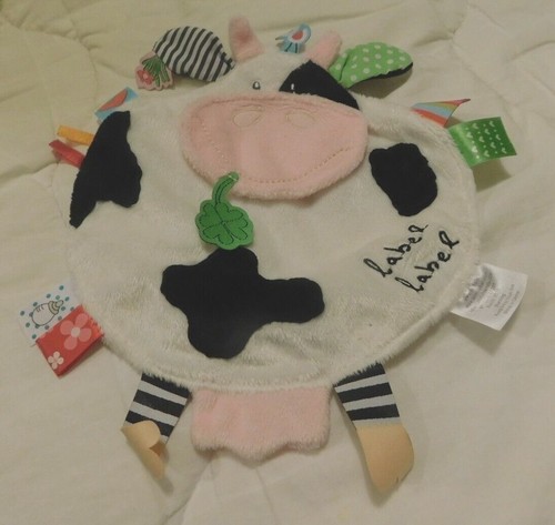 Doudou plat rond vache - doudou, noir